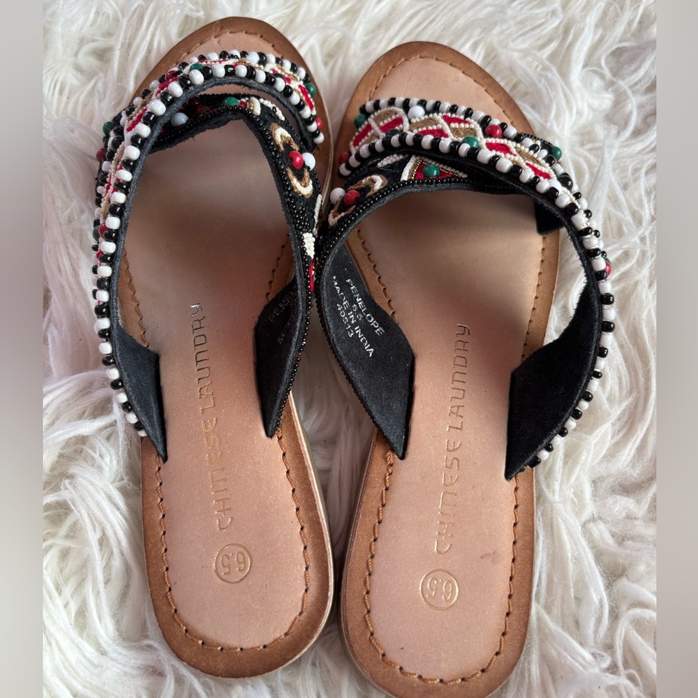Chinese Laundry Penelope Beaded Boho Slide Sandals Women’s 6.5 Festival - Picture 3 of 6